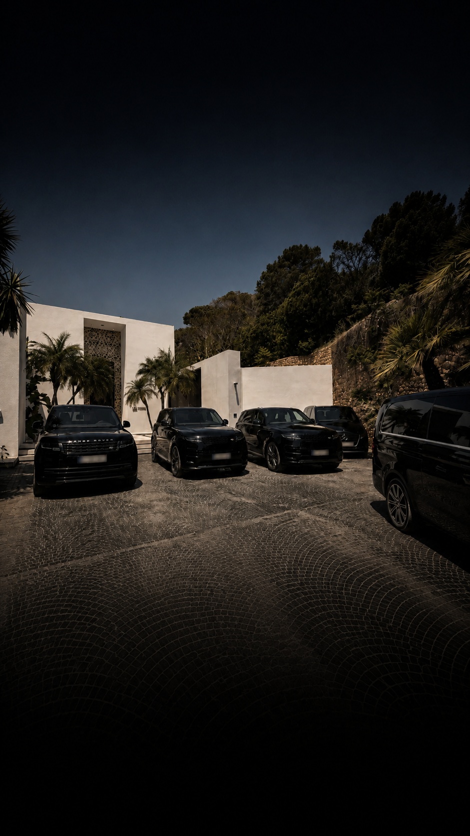Vehicles staged at a private residence
